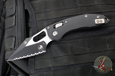 Microtech Stitch RAM LOK Knife- Black Fluted G-10 Handle- Black Full Serrated Blade 169RL-3 FLGTBK