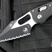 Microtech Stitch RAM LOK Knife- Black Fluted G-10 Handle- Black Full Serrated Blade 169RL-3 FLGTBK