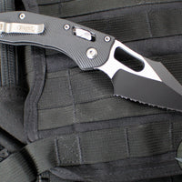 Microtech Stitch RAM LOK Knife- Black Fluted G-10 Handle- Black Full Serrated Blade 169RL-3 FLGTBK