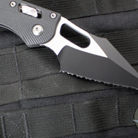 Microtech Stitch RAM LOK Knife- Black Fluted G-10 Handle- Black Full Serrated Blade 169RL-3 FLGTBK