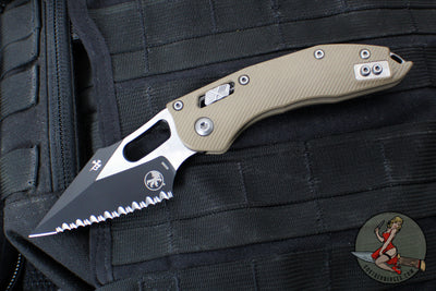 Microtech Stitch RAM LOK Knife- Tan Fluted G-10 Handle- Black Full Serrated Blade 169RL-3 FLGTTA