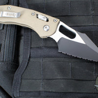 Microtech Stitch RAM LOK Knife- Tan Fluted G-10 Handle- Black Full Serrated Blade 169RL-3 FLGTTA