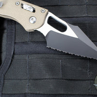 Microtech Stitch RAM LOK Knife- Tan Fluted G-10 Handle- Black Full Serrated Blade 169RL-3 FLGTTA