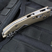 Microtech Stitch RAM LOK Knife- Tan Fluted G-10 Handle- Black Full Serrated Blade 169RL-3 FLGTTA