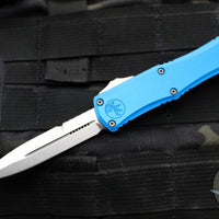 Microtech Hera II OTF Knife- MINI- Bayonet Edge- Blue Handle- Stonewash Blade 1701M-10 BL