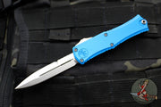 Microtech Hera II OTF Knife- MINI- Bayonet Edge- Blue Handle- Stonewash Blade 1701M-10 BL