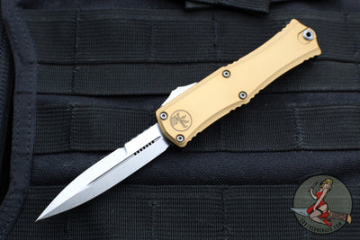 Microtech Hera II OTF Knife- MINI- Bayonet Edge- Tan Handle- Stonewash Blade 1701M-10 TA