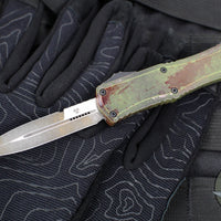Microtech Hera II OTF Knife- MINI- Bayonet Edge- OUTBREAK Green Handle- Outbreak Black Blade 1701M-1 OBDS