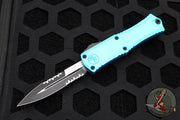 Microtech Hera II OTF Knife- MINI- Bayonet Edge- Turquoise Handle- Black Part Serrated Blade 1701M-2 TQ