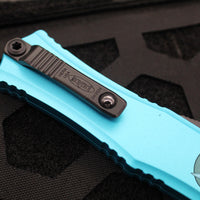 Microtech Hera II OTF Knife- MINI- Bayonet Edge- Turquoise Handle- Black Part Serrated Blade 1701M-2 TQ