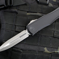 Microtech Hera II XL OTF Knife- Double Edge- Black Handle- Apocalyptic Blade 1702-10 AP