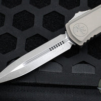 Microtech Hera II XL OTF Knife- Double Edge- Natural Clear Finished Handle- Apocalyptic Blade 1702-10 APNC