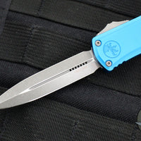 Microtech Hera II OTF Knife- MINI- Double Edge- Blue Handle- Apocalyptic Blade 1702M-10 APBL