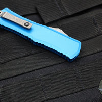 Microtech Hera II OTF Knife- MINI- Double Edge- Blue Handle- Apocalyptic Blade 1702M-10 APBL