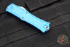 Microtech Hera II OTF Knife- MINI- Double Edge- Blue Handle- Apocalyptic Blade 1702M-10 APBL