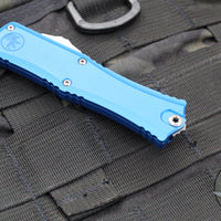 Microtech Hera II OTF Knife- MINI- Double Edge- 30th Anniversary- Blue Handle- Stonewash Blade 1702M-10 BL 30