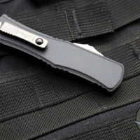 Microtech Hera II OTF Knife- MINI- Double Edge- Black Handle- Stonewash Blade 1702M-10