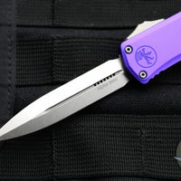 Microtech Hera II OTF Knife- MINI- Double Edge- Purple Handle- Stonewash Blade 1702M-10 PU