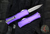 Microtech Hera II OTF Knife- MINI- Double Edge- Purple Handle- Stonewash Blade 1702M-10 PU