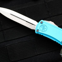 Microtech Hera II OTF Knife- MINI- Double Edge- Turquoise Handle- Stonewash Blade 1702M-10 TQ
