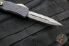 Microtech Hera II OTF Knife- MINI- Double Edge- Black Deep Logo Burst Handle- Damascus Blade 1702M-16 CBS