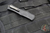 Microtech Hera II OTF Knife- MINI- Double Edge- Black Deep Logo Burst Handle- Blued Baker Forge Coppermai Damascus Blade- Blue HW 1702M-16 MS3