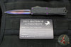 Microtech Hera II OTF Knife- MINI- Double Edge- Black Deep Logo Burst Handle- Blued Baker Forge Coppermai Damascus Blade- Purple HW 1702M-16 MS5