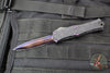 Microtech Hera II OTF Knife- MINI- Double Edge- Black Deep Logo Burst Handle- Blued Baker Forge Coppermai Damascus Blade- Purple HW 1702M-16 MS5