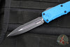 Microtech Hera II OTF Knife- MINI- Double Edge- Blue Handle- Black Plain Blade 1702M-1 BL