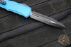 Microtech Hera II OTF Knife- MINI- Double Edge- Blue Handle- Black Plain Blade 1702M-1 BL