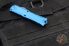 Microtech Hera II OTF Knife- MINI- Double Edge- Blue Handle- Black Plain Blade 1702M-1 BL