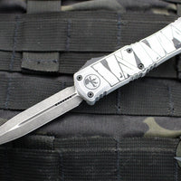 Microtech Hera II OTF Knife- MINI- Double Edge- Special Halloween Mummy Wrap Handle- Black Plain Blade 1702M-1 HWMYS