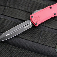 Microtech Hera II OTF Knife- MINI- Double Edge- 30TH ANNIVERSARY- Merlot Red Handle- Black Plain Blade 1702M-1 MR 30