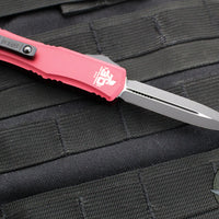 Microtech Hera II OTF Knife- MINI- Double Edge- 30TH ANNIVERSARY- Merlot Red Handle- Black Plain Blade 1702M-1 MR 30