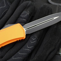 Microtech Hera II OTF Knife- MINI- Double Edge- Orange Handle- Black Plain Blade 1702M-1 OR