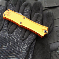 Microtech Hera II OTF Knife- MINI- Double Edge- Orange Handle- Black Plain Blade 1702M-1 OR