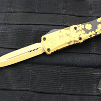 Microtech Hera II OTF Knife- MINI- Double Edge- Special St. Patrick's Day Handle- Gold 1702M-1 SPDGDS