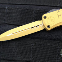 Microtech Hera II OTF Knife- MINI- Double Edge- Special St. Patrick's Day Handle- Gold 1702M-1 SPDGDS