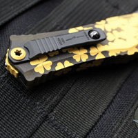 Microtech Hera II OTF Knife- MINI- Double Edge- Special St. Patrick's Day Handle- Gold 1702M-1 SPDGDS