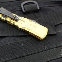 Microtech Hera II OTF Knife- MINI- Double Edge- Special St. Patrick's Day Handle- Gold 1702M-1 SPDGDS