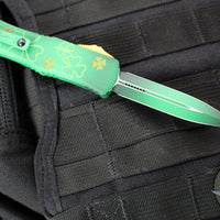 Microtech Hera II OTF Knife- MINI- Double Edge- Special St. Patrick's Day Handle- Green 1702M-1 SPDGRS