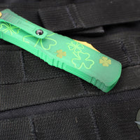 Microtech Hera II OTF Knife- MINI- Double Edge- Special St. Patrick's Day Handle- Green 1702M-1 SPDGRS