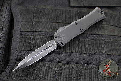 Microtech Hera II OTF Knife- MINI- Double Edge- Tactical- Black Handle- Black Plain Blade 1702M-1 T