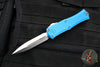 Microtech Hera II OTF Knife- MINI- Double Edge- Blue Handle- Satin Blade 1702M-4 BL