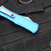 Microtech Hera II OTF Knife- MINI- Double Edge- Blue Handle- Satin Blade 1702M-4 BL