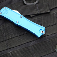 Microtech Hera II OTF Knife- MINI- Double Edge- Blue Handle- Satin Blade 1702M-4 BL