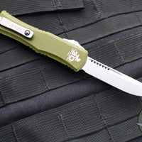 Microtech Hera II OTF Knife- MINI- Single Edge- 30TH ANNIVERSARY- OD Green Handle- Stonewash Blade 1703M-10 OD 30