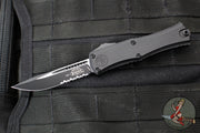 Microtech Hera II OTF Knife- MINI- Single Edge- Tactical- Black Handle- Black Part Serrated Blade 1703M-2 T