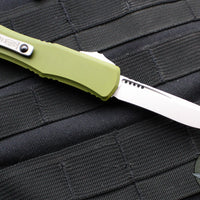 Microtech Hera II OTF Knife- MINI- Recurve Edge- Green Handle- Stonewash Blade 1705M-10 OD