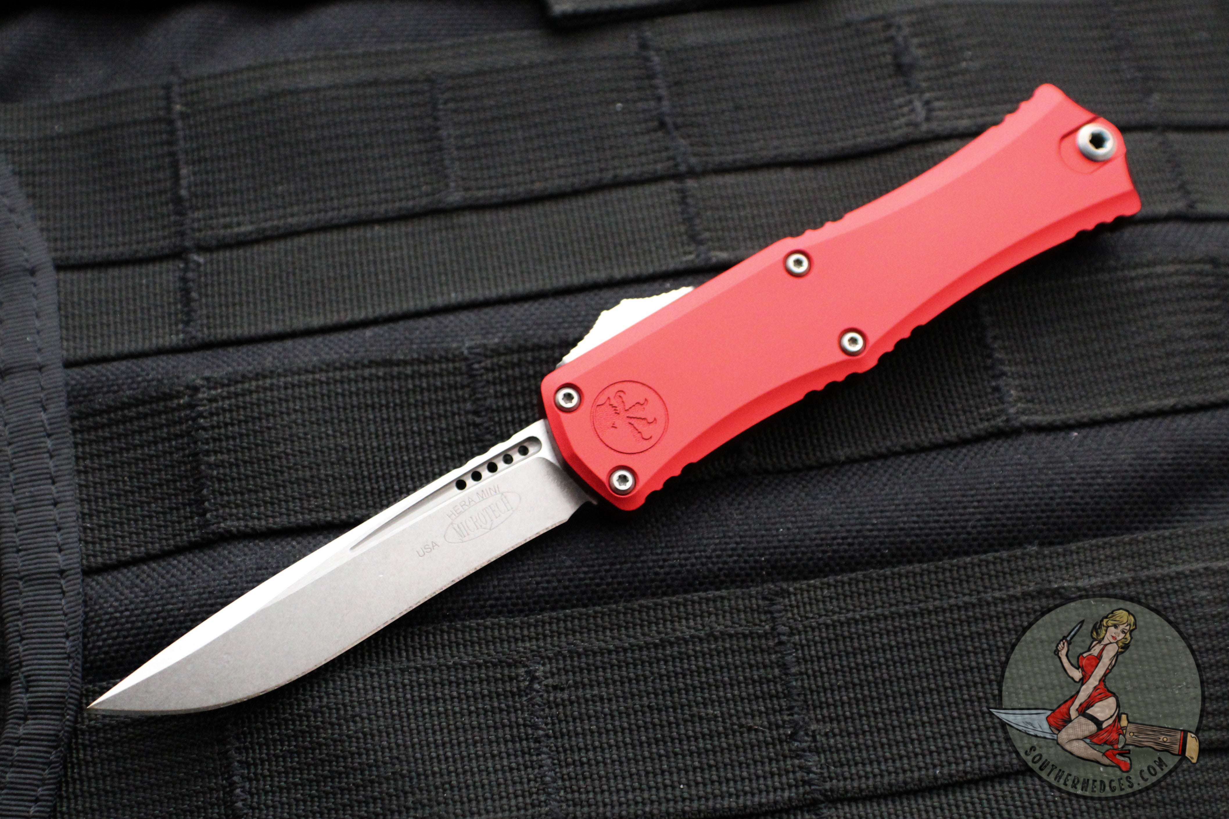 ◇Hera Microtech Hera II OTF Knife- MINI- Recurve Edge- Red Handle